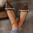 thumbnail image 7 of Miluxas Women's Pearl Decoration Flats Fashion Pointed Toe Bow Slip-on Flat Shoes Low top Comfortable Dress Shoes Brown 7.5(40), 7 of 7