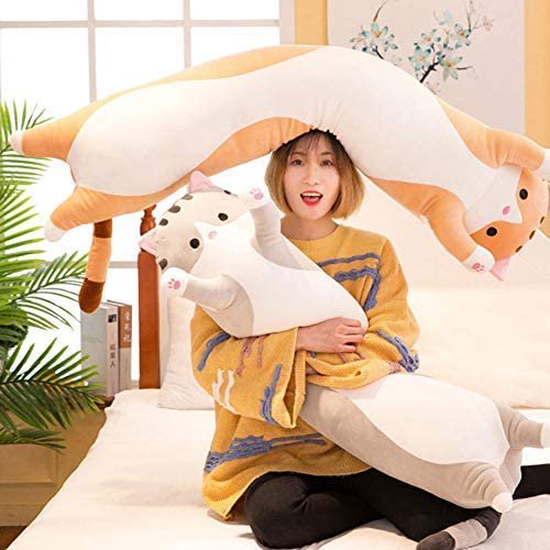 Giant Cat Pillow Plush Cartoon Kitty Sleeping Hugging Pillow, Cuddly Soft  Long Kitten Body Pillow Doll Cat Cushion Toy for Kids Girlfriend