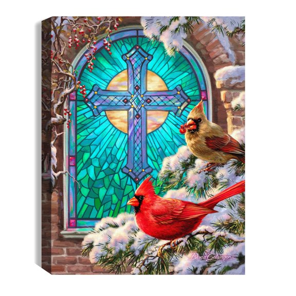Glow Decor 350344 Christmas Church Window-LED Tabletop with Timer Mini Canvas - 8 x 6 in.