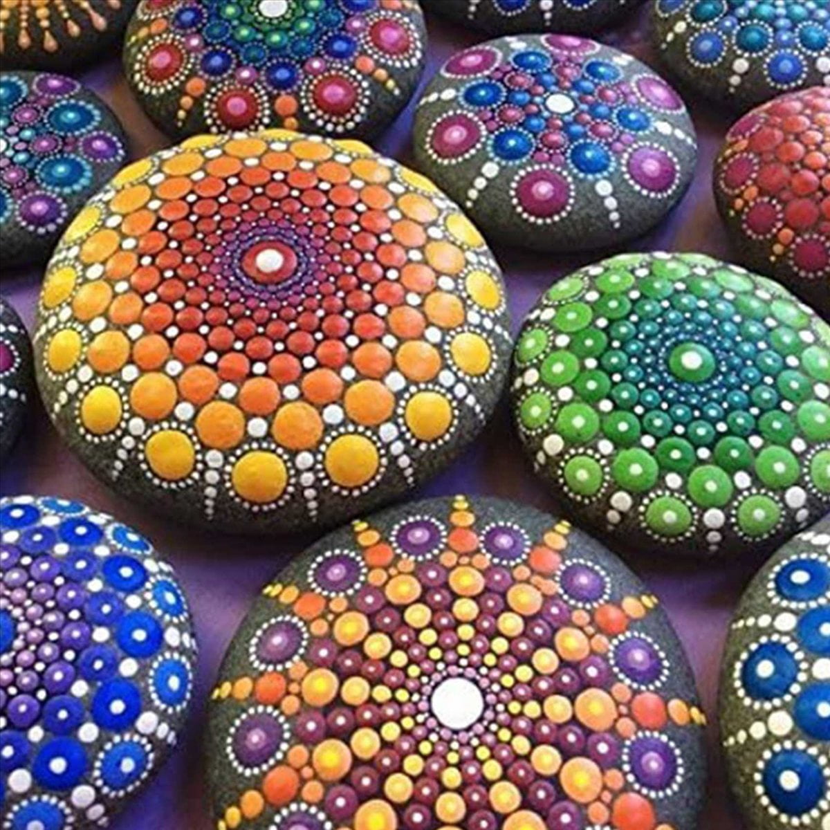 Mandala Dotting Stencil Tools Rock Painting Kit Ball Stylus Dotting Tools Include Stencil, Paint Tray (68 Pack)