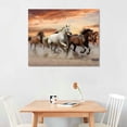 thumbnail image 2 of Canvas Wall Art Black White Brown Trot On Sunset Desert Animal Painting Wall Decor Print Picture Framed Bedroom Decoration, 2 of 4