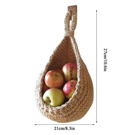 Naiyafly Clearance Jute Eco Teardrop Hanging Basket Hanging Wall Vegetable Fruit Baskets Hanging Baskets