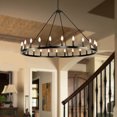 thumbnail image 6 of Magic Home 24-Light Big Wagon Wheel Chandelier,Modern Farmhouse Large Light Fixtures Large Round Chandelier,Round Kitchen Island Light,black frame + black lamp head, 6 of 10