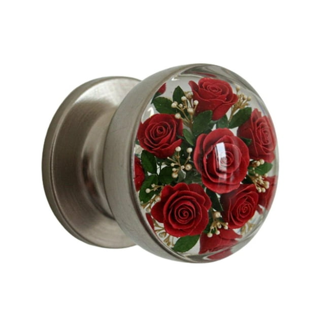 Poignée de Porte, Style Nature Animaux Transparents Bouton de Porte, Fleurs Époxy Rétro Rondes Boutons de Porte, Décoration Artistique Créative pour Chambre, Salon, Bureau