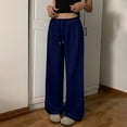 thumbnail image 4 of Baggy Wide Leg Sweatpants Women Lightweight Low Rise Sweatpants with Pockets Spring Comfy Yoga Pants Cotton Joggers Navy L, 4 of 7