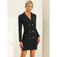 thumbnail image 2 of Unique Bargains Women's Elegant Blazer Office Work Dress with Pockets XS Black, 2 of 6