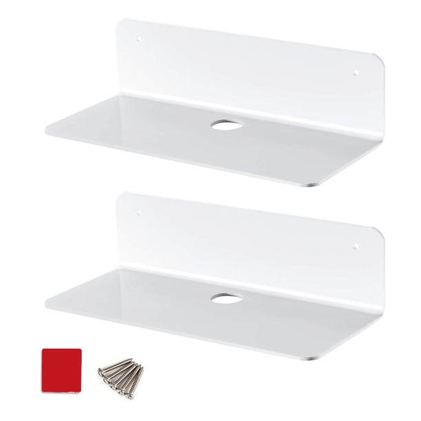 Naiovety Soporte para altavoz de 2 piezas, Material acrílico, práctico soporte de suspensión de pared multifuncional para cámara para casa, blanco