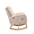 thumbnail image 3 of High Back Rocking Chair with Side Pocket and Armrest, 26.8"W Solid Wood Upholstered Nursery Chair for Living Room, Bedroom, Living Room and Baby/Kids Room, Beige Boucle, 3 of 7
