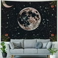 thumbnail image 4 of Fenyluxe  Moonlit Garden Tapestry, Moon Phase Surrounded by Vines and Flowers Black Wall Decor Tapestry 40x30inch, 4 of 6