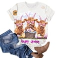 thumbnail image 4 of Ounisa Womens Short Sleeve Tees Crew Neck Easter Bunny Printed Color Block Basic Cotton 2026 Spring Summer Holiday Casual Fashion Comfortable Layering Tops S-2XL, 4 of 5