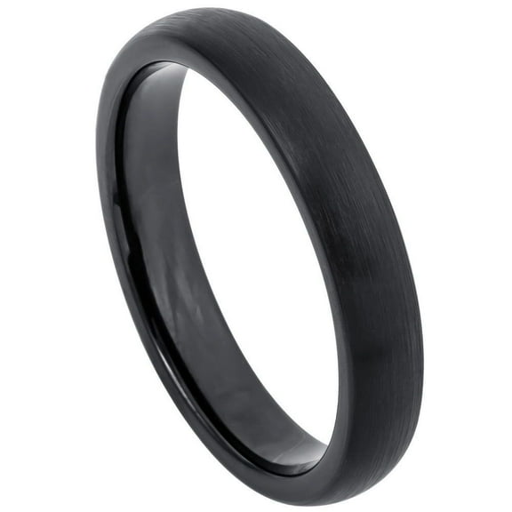 Black Plated Tungsten 4MM Brushed Classic Domed Band Ring Size 10