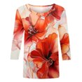 thumbnail image 5 of Wanfds Hauts de Mode Multicolores pour Femmes Tendance Été Col Rond Manches Trois-Quarts S, 5 of 5