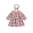 thumbnail image 1 of Qiylii Baby Girl's Plaid Dress, Long Sleeve O neck Double-Breasted Fall Dress with Headwear, 1 of 8