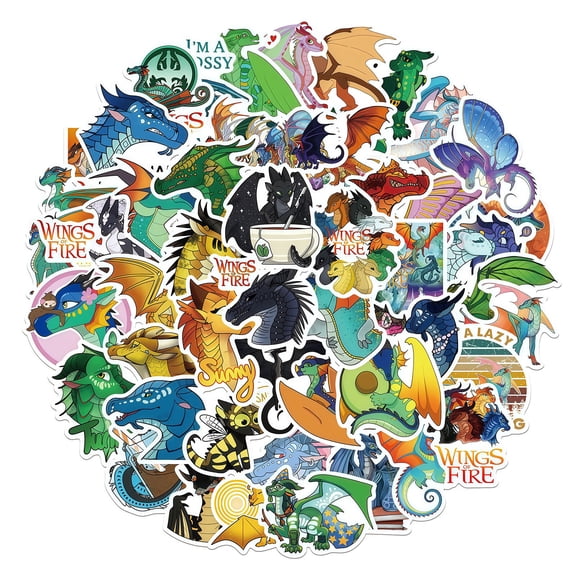 50 PCS For Wings of Fire Cartoon Theme Water Bottle Stickers for Teens,Holiday Party Waterproof Vinyl Stickers for Suitcases,Skateboard,Laptop Stickers for Girls Boys Gift