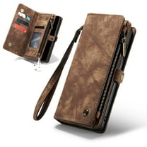 Dteck for Samsung Galaxy A13 5G Cae, Galaxy A13 5G Wallet Case for Women Men, Durable PU Leather Magnetic Flip Lanyard Strap Wristlet Zipper Card Holder Wallet Magnetic Detachable Phone Cover,Brown