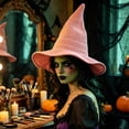 thumbnail image 4 of Halloween Wizard Hat, Cotton Gauze Knitted Witch Hat Adult Pointed Magician Hat for Cosplay, Costume Party, Trick or Treat, Carnival and Dress Up​, 4 of 6