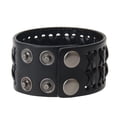 thumbnail image 5 of Men Alloy Wide Rope Cross PU Leather Cuff Wristband Bangle Bracelet Black, 5 of 8
