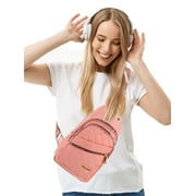 Gustave Women Small Sling Bag Casual Quilted Crossbody Sling Backpack Nylon Waterproof Fanny Pack Purse Chest Shoulder Daypack for Travel Hiking Black