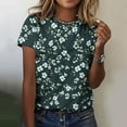 thumbnail image 2 of Jsaierl Womens Summer Short Sleeve Shirts Floral Printed Plus Size Round Neck Tee Blouses Casual Loose Comfy Dressy Tunic Tops, 2 of 6