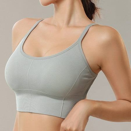 Pavied Sports Bra Bralettes for Women Backless Bra Women s Comfortable Slim Strap Fit Back Sports Quick Drying And Shockproof Large Open Back Yoga Removable Chest Pad Bra Womens Bras Yoga Bra Gray M
