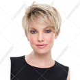 thumbnail image 2 of Perruque Droite Courte Blonde Bob Perruques Synthétiques Style Naturel Perruques pour Femmes avec Capsules de Perruque, 2 of 6