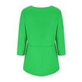 thumbnail image 5 of VERUGU Womens Tops 3/4 Sleeve V-Neck Pleated Shirts Summer Trendy Layered Solid Basic Tee Loose Casual Flowy Comfy Plain Tunic Blouses Green M, 5 of 6