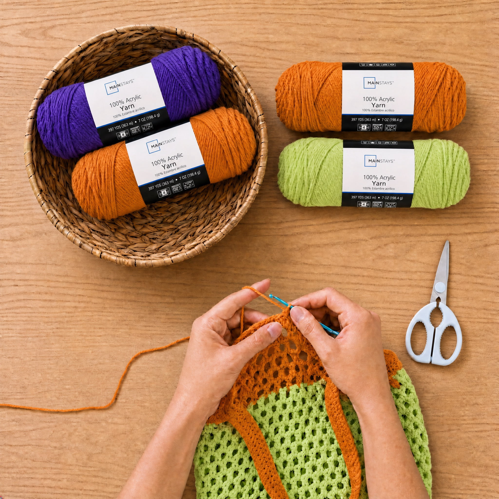 Mainstays Size 4 Medium Weight Acrylic Pumpkin Spice Yarn, 7 oz, 397 yds