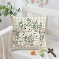 thumbnail image 1 of Decoración del hogar, ropa de cama, fundas de almohada, mantas, regalos para inauguración de la casa, funda de almohada de Pascua con conejos, flores y huevos de Pascua verdes, estampada por una cara., 1 of 5