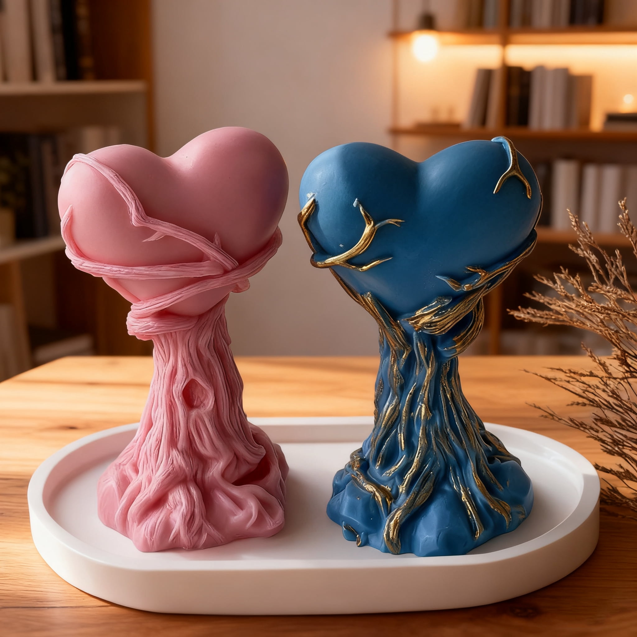JDH 2PCS Love Candle Mold Exquisite and Interesting 3D Tree Holding Love Resin Mold Used for Home Decoration Candle Gypsum Production