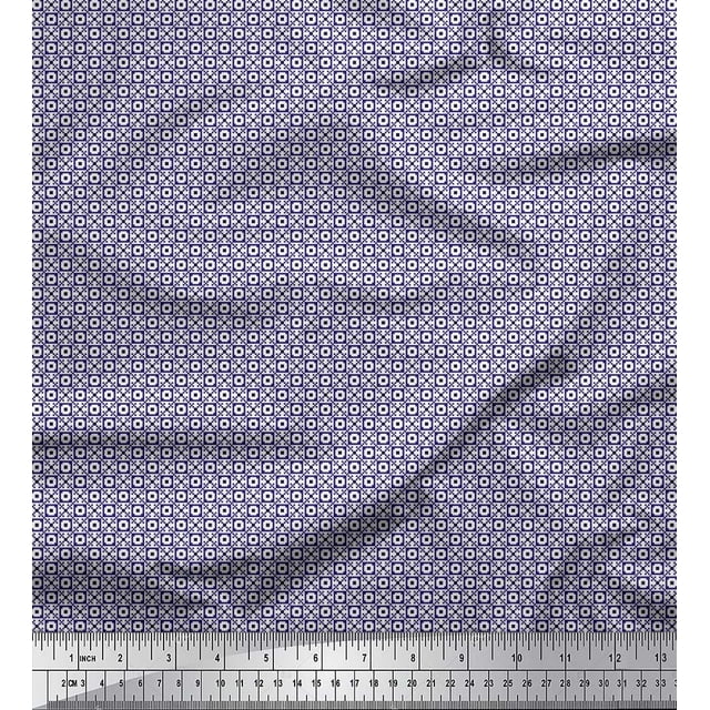 Soimoi Poly Georgette Fabric Geometric Small Print Fabric by Yard 52 Inch Wide