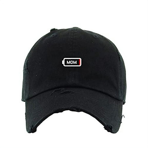 Mom Battery Dying Vintage Baseball Cap Embroidered Cotton Adjustable Distressed Dad Hat Black
