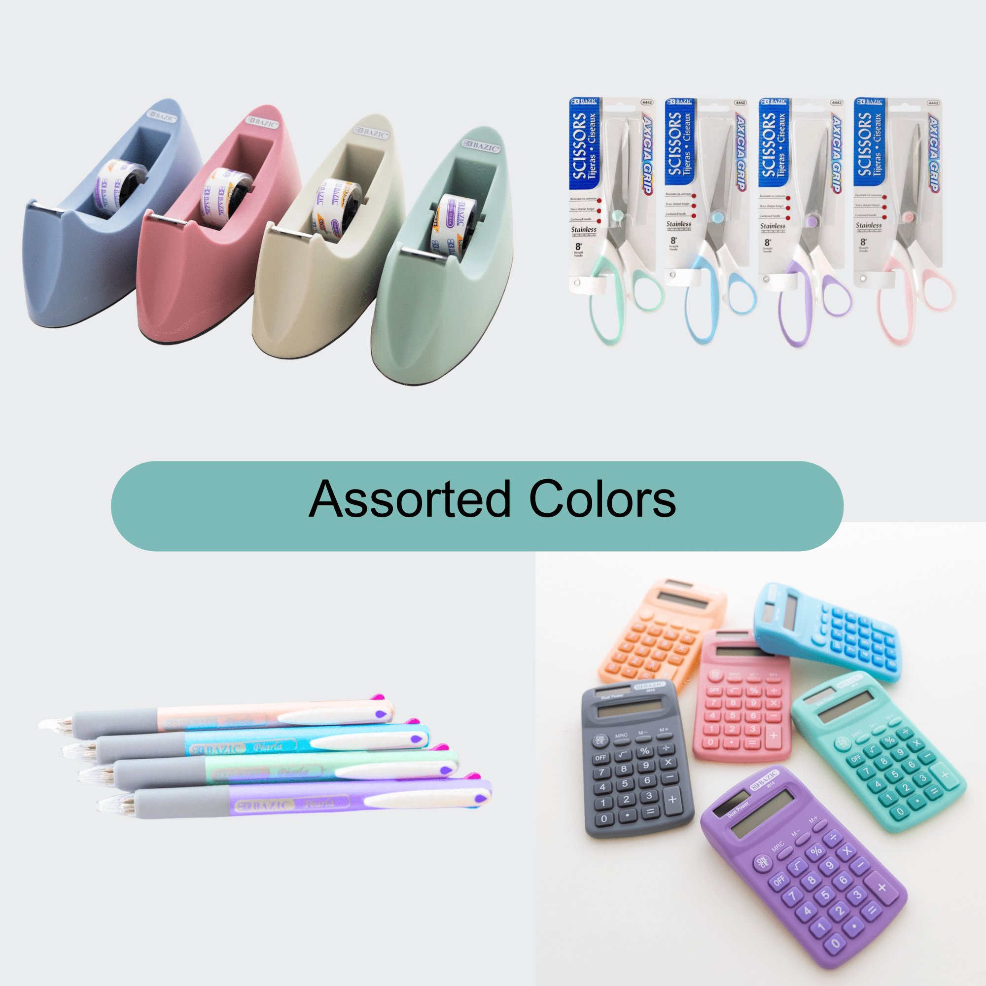 MWSC Office Supplies and Desk Accessories Bundle, Pastel Colors Stationery, 13 Count Per Pack