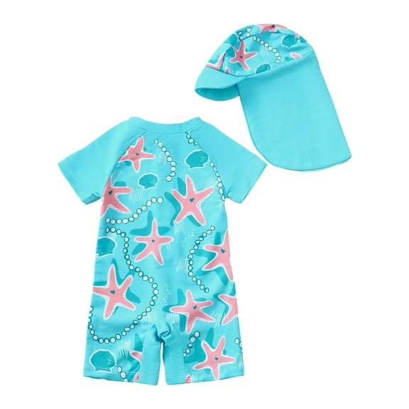 Toddler Boy 4th of July Swimsuit Rash Guard Swimwear One Piece Long Sleeve Zipper Jumpsuit Beach Bathing Suit Hat Boys Bathing Suit Rash Guard