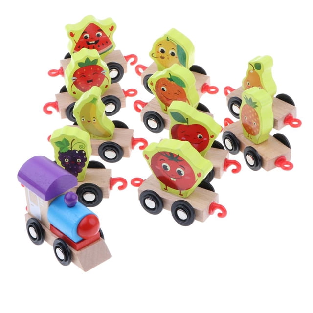Bloque de Apilamiento Juguete Educativo para Niño Fruta Hugo Tren de apilamiento de madera