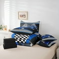 thumbnail image 4 of Erosebridal Race Car Twin Comforter Set with Sheets Black White Checkered Flag Print Bed in a Bag Extreme Sports Bedding Set 7 Piece Honeycomb Speed Sports Car Blue Bed Set, 4 of 5