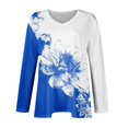 thumbnail image 4 of TQWQT Plus Size Tshirts for Women Fashion Plus Size Blouses 5x V Neck Plus Size Tops Long Sleeves Floral Print Dressy Casual T Shirts Loose Fit Fall Outfits Blue XL, 4 of 6