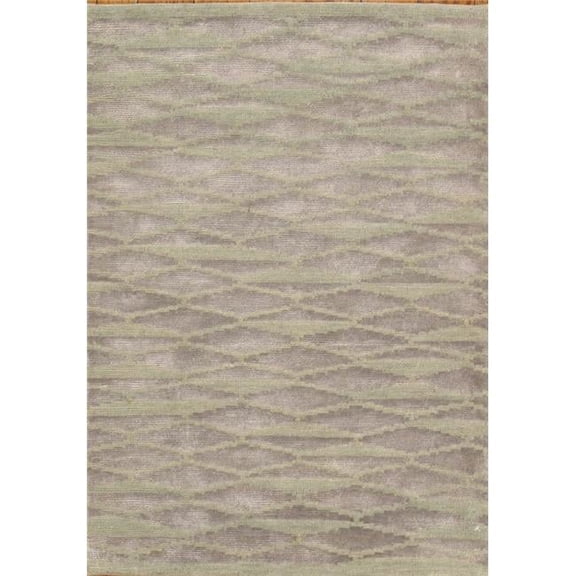 Pasargad Home Modern 25" x 36" Hand-Knotted Silk & Wool Area Rug in Mint/Gray