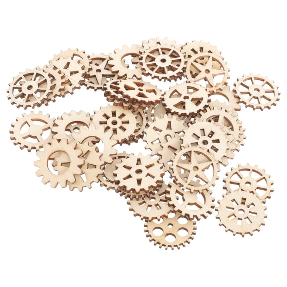 BESTOYARD 100Pcs Wooden Gear Pieces Beige Wood Craft Accessories for Decorative Handwork