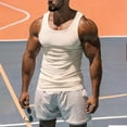 thumbnail image 2 of Fabrcox Waffle Compression Tank Top for Men Crew Neck Men Sleeveless Shirt Big and Tall Basic Breathable Athletic Sports Muscle Shirts Khaki M, 2 of 9
