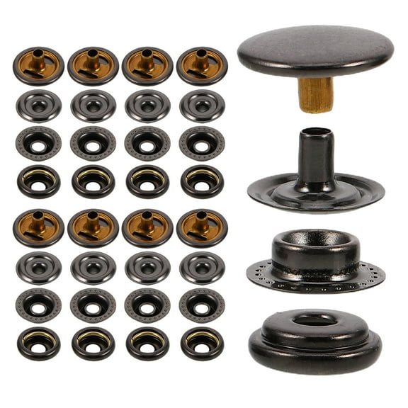 VERDANVERSE Metal Snap Buttons Brown 60 Sets 1.10X0.30in