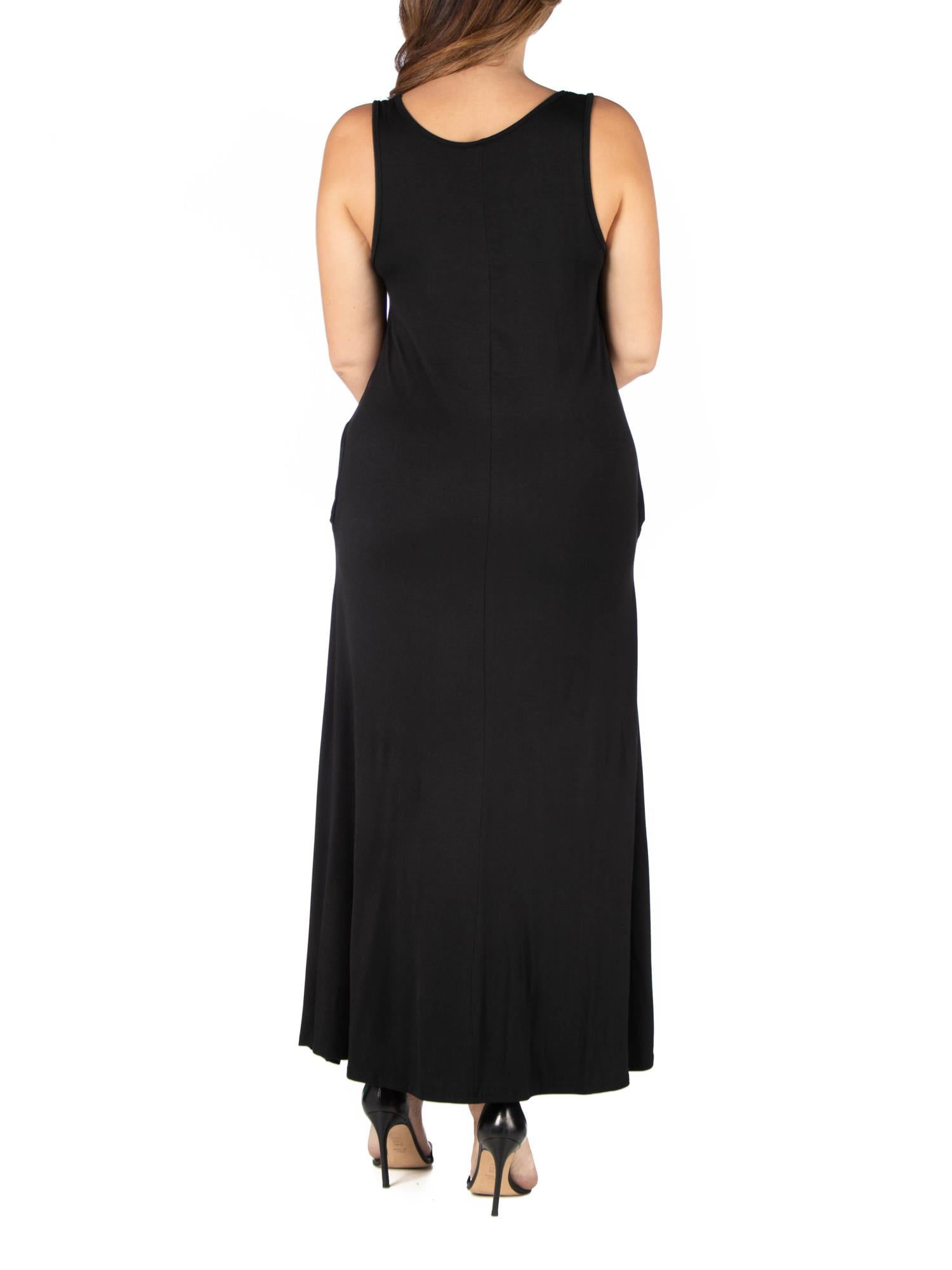 24seven Comfort Apparel Plus Size Sleeveless Tank Maxi Dress with Pockets