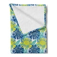 thumbnail image 2 of Floral Soft Flannel Fleece Throw Blanket, Doodle Style Flower Motifs in Paintbrush Streaks and Dots, Cozy Plush for Indoor and Outdoor Use, 70" x 90", Dark Sky Blue Turquoise, by Ambesonne, 2 of 5