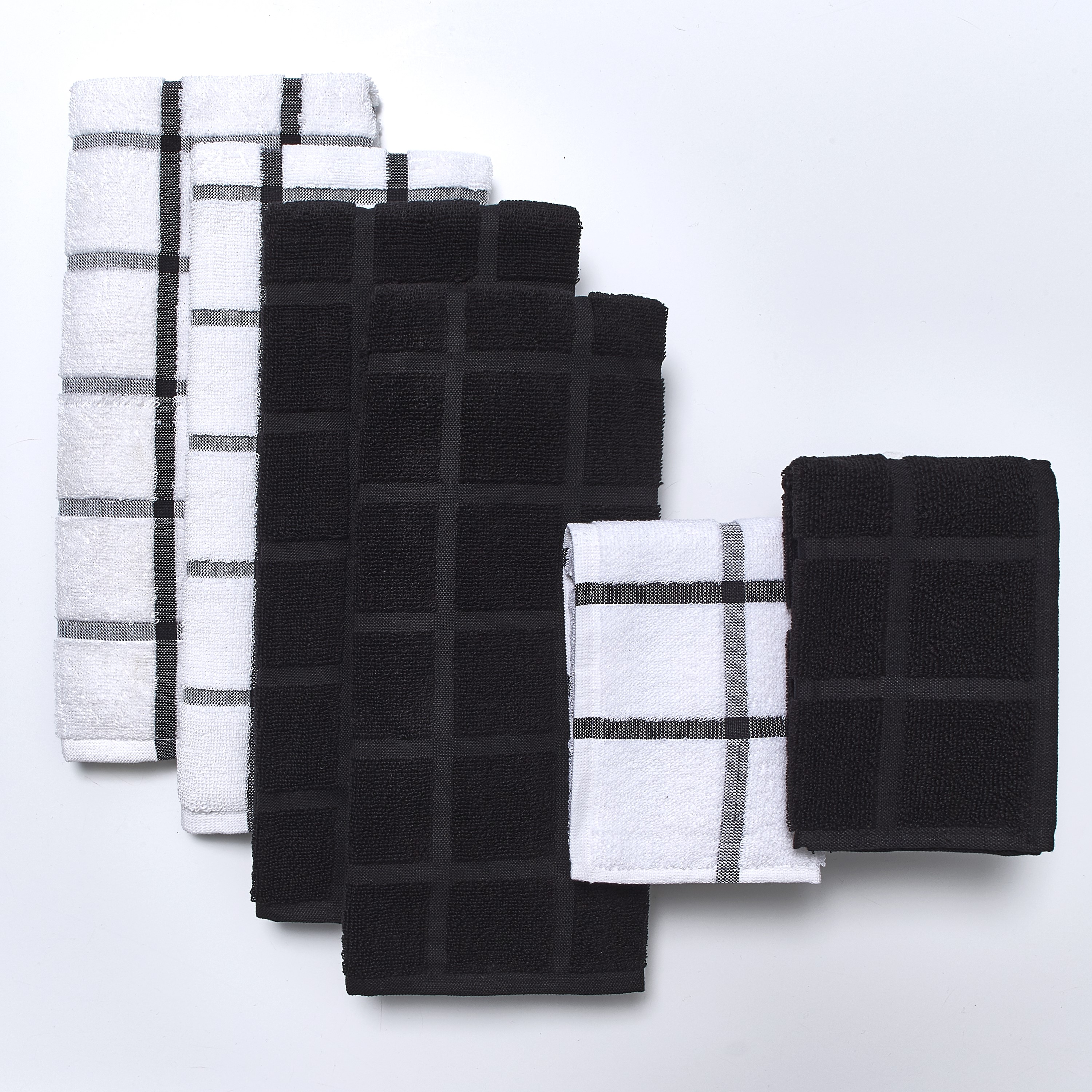 Terry Cotton Kitchen and Bathroom Towel Set 6 Pieces Black