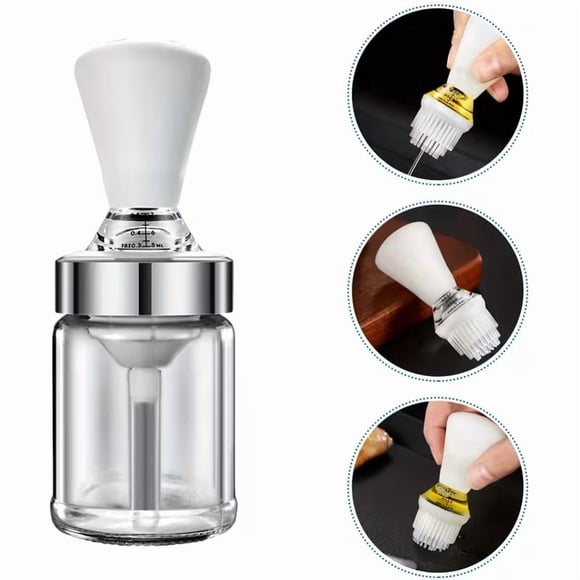Botella de aceite 2 en 1 con juego de cepillos de silicona.