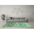 thumbnail image 3 of Ahgly Company Indoor Round Abstract Turquoise Blue Modern Area Rugs, 6' Round, 3 of 4