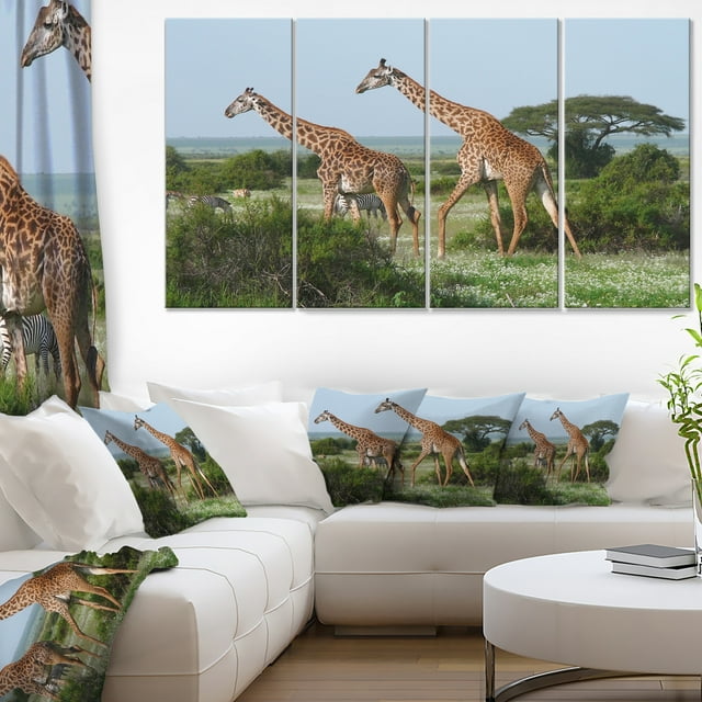 Two Giraffes in African Savannah - African Canvas Art Print