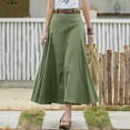 thumbnail image 5 of Women Maxi Skirt High Waist Irregular Large Hem Long Skirt Solid Color A-Line Loose Fit Skirt Streetwear-Army Green,L, 5 of 7