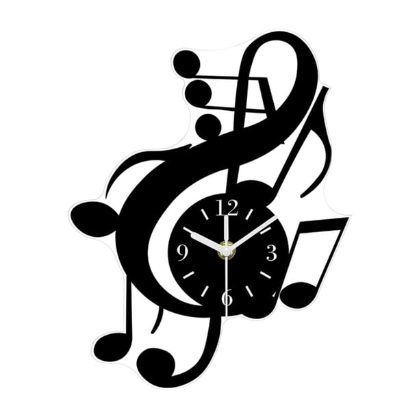 Reloj de pared moderno decorativo de acrílico con notas musicales - Silencioso, regalo perfecto para el hogar 40 centímetros