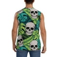 thumbnail image 4 of Kdxio Skull and Palm Leaves for Men's Muscle T-shirt,Sleeveless for Workout Running Athletic Gym Lounge Casual, 4 of 7