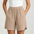 thumbnail image 2 of Women's Solid Color Elastic Waist Shorts With Pockets, Polyester Casual Athletic Fit, Comfortable Stretchy Fabric, Everyday Summer Beach Outdoor Activewear, Womens | VerBelle,Khaki XL, 2 of 8